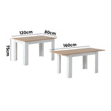 Oikiture 160cm Extendable Dining Table Wooden&White
