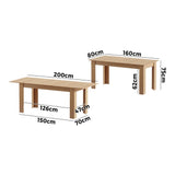 Oikiture 200cm Extendable Dining Table Cafe Table Natural - 45-Degree Angle