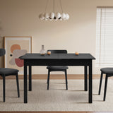 Oikiture Extendable Dining Table 1.2-1.6m Wooden Kitchen Table Black - Rear View