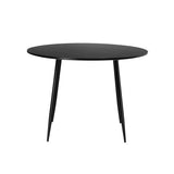Oikiture 110cm Dining Table With Marble Effect Round Wooden Black