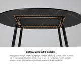 Oikiture 110cm Dining Table With Marble Effect Round Wooden Black