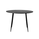 Oikiture 110cm Dining Table With Marble Effect Round Wooden Grey&Black - Close-Up Angle