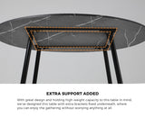 Oikiture 110cm Dining Table With Marble Effect Round Wooden Grey&Black - Extra Image