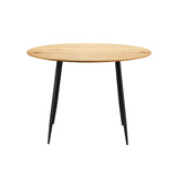 Oikiture 110cm Round Dining Table With Metal Legs Wooden Black - Rear View