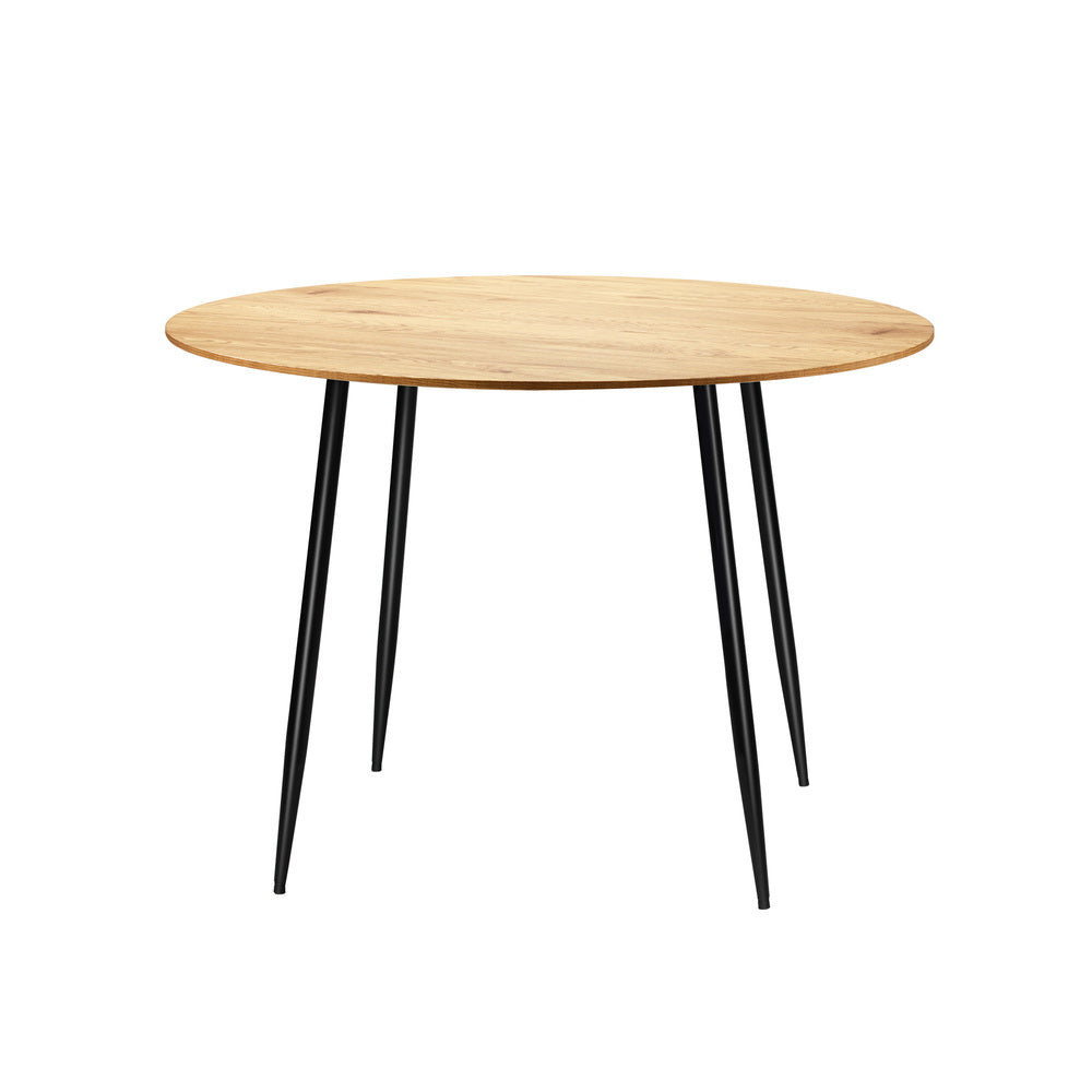 Oikiture 110cm Round Dining Table With Metal Legs Wooden Black