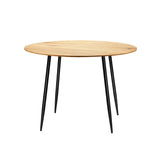 Oikiture 110cm Round Dining Table With Metal Legs Wooden Black - Side View