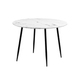 Oikiture 110cm Dining Table with Marble Finish White&Black