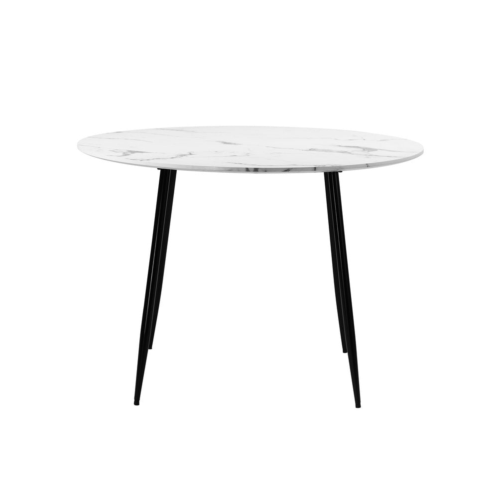 Oikiture 110cm Dining Table with Marble Finish White&Black