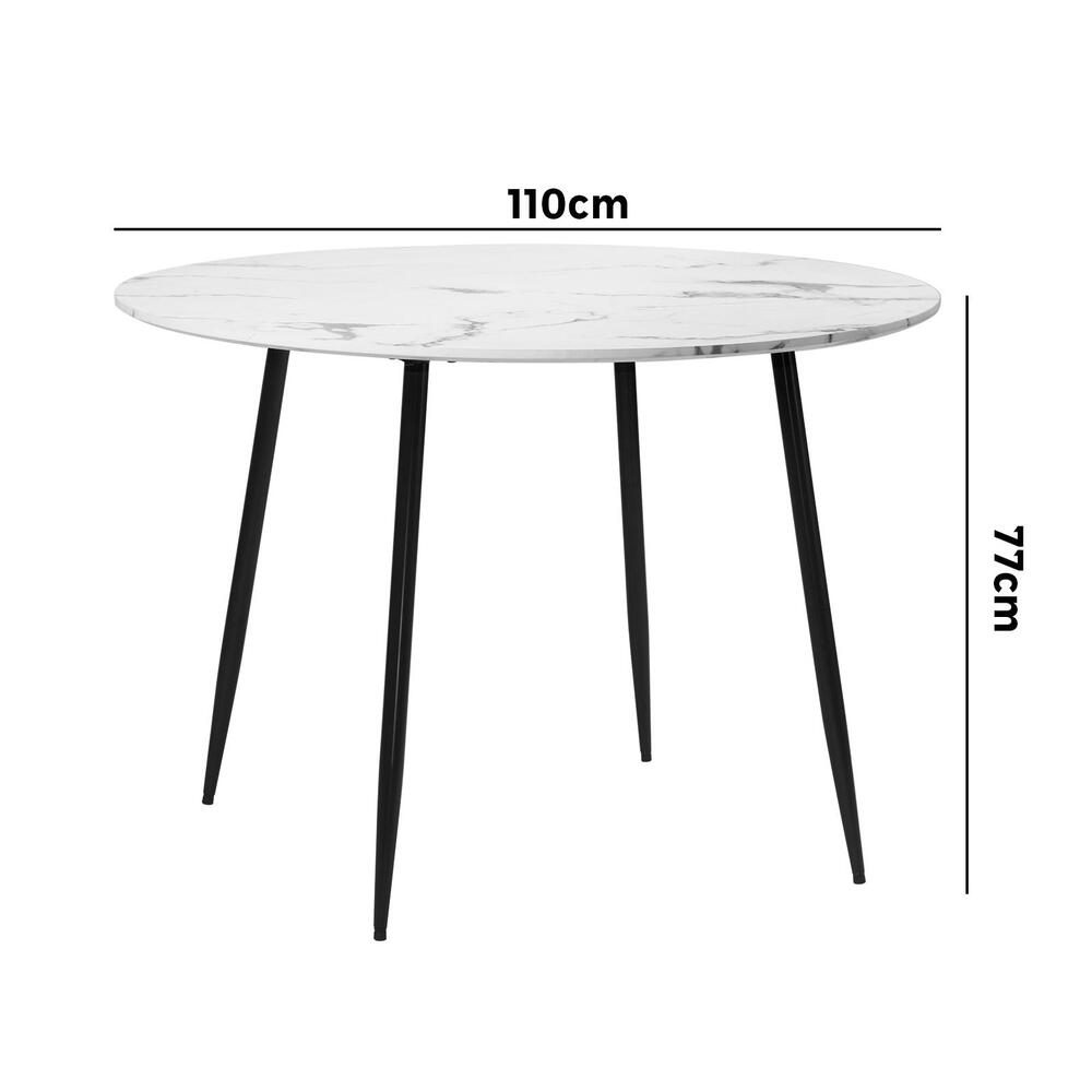 Oikiture 110cm Dining Table with Marble Finish White&Black
