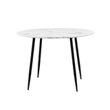 Oikiture 110cm Dining Table with Marble Finish White&Black