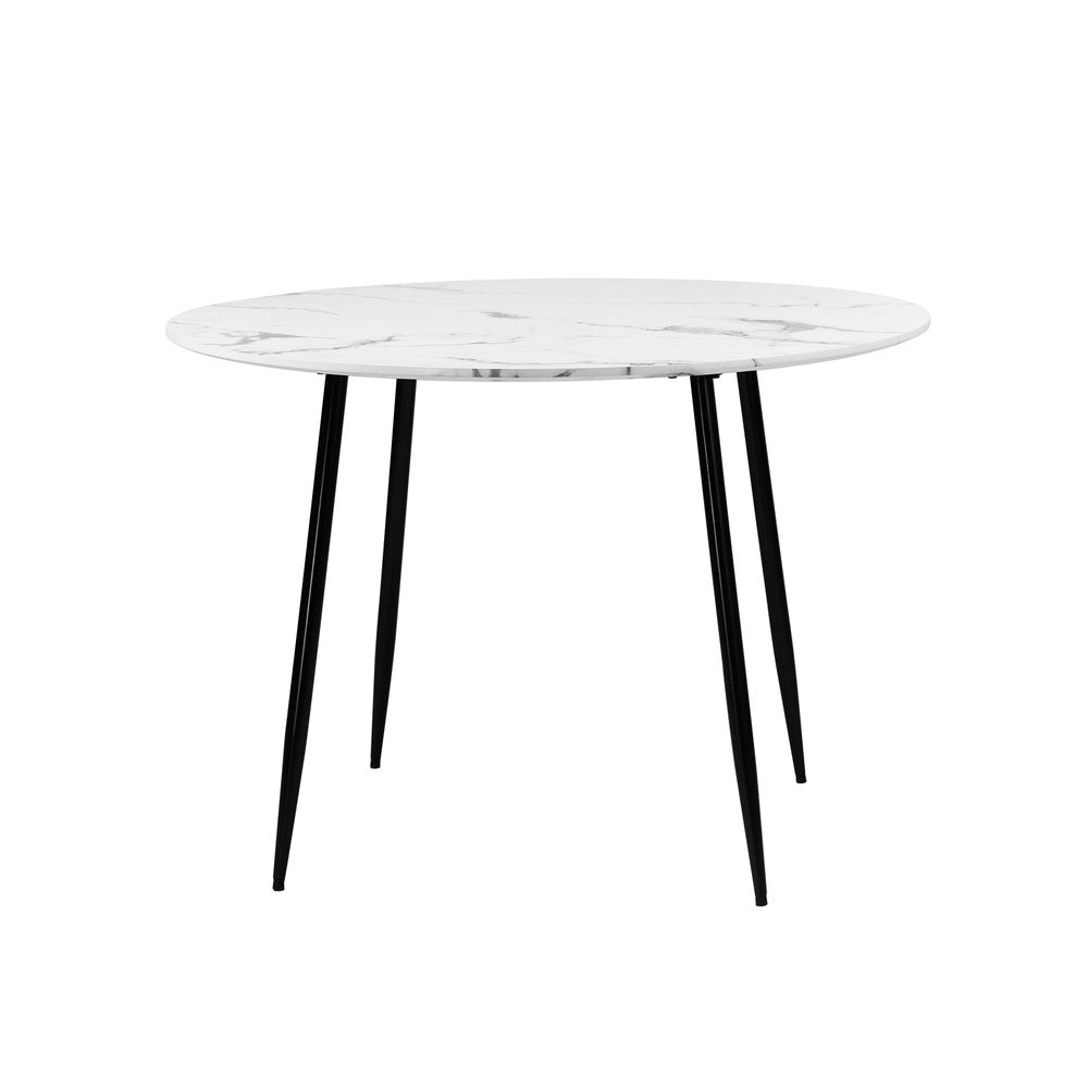 Oikiture 110cm Dining Table with Marble Finish White&Black