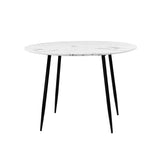 Oikiture 110cm Dining Table with Marble Finish White&Black - Side View