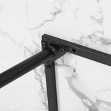 Oikiture 110cm Dining Table with Marble Finish White&Black