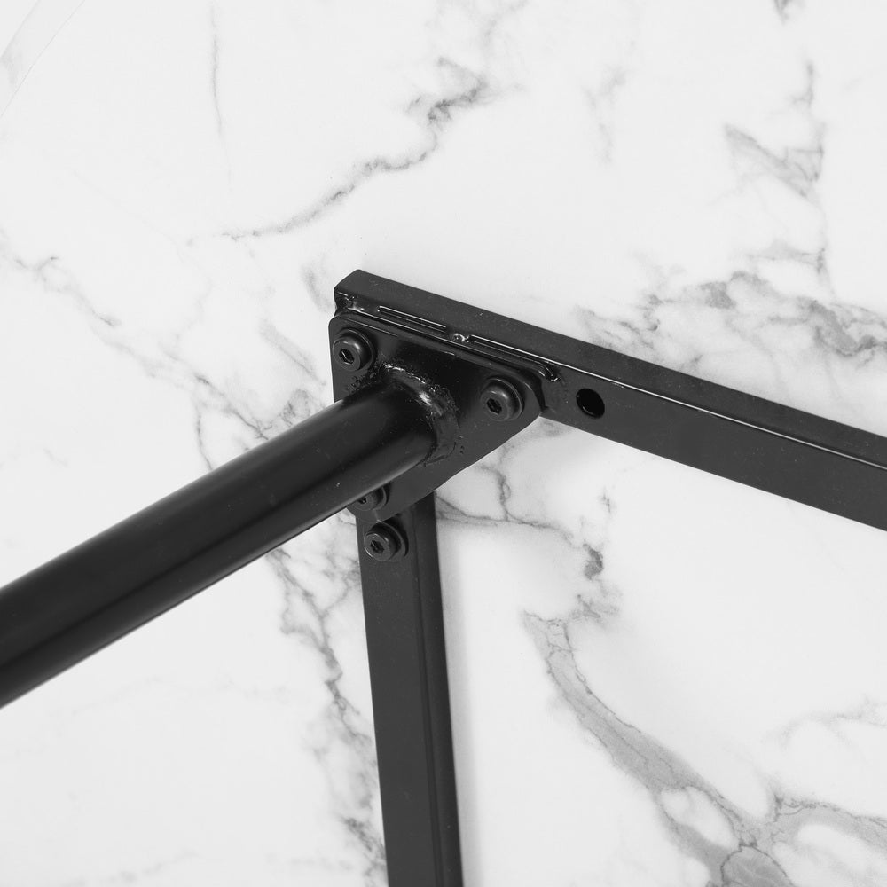 Oikiture 110cm Dining Table with Marble Finish White&Black