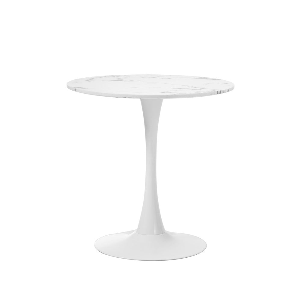 Oikiture 60cm Dining Table Marble Tulip Shape White