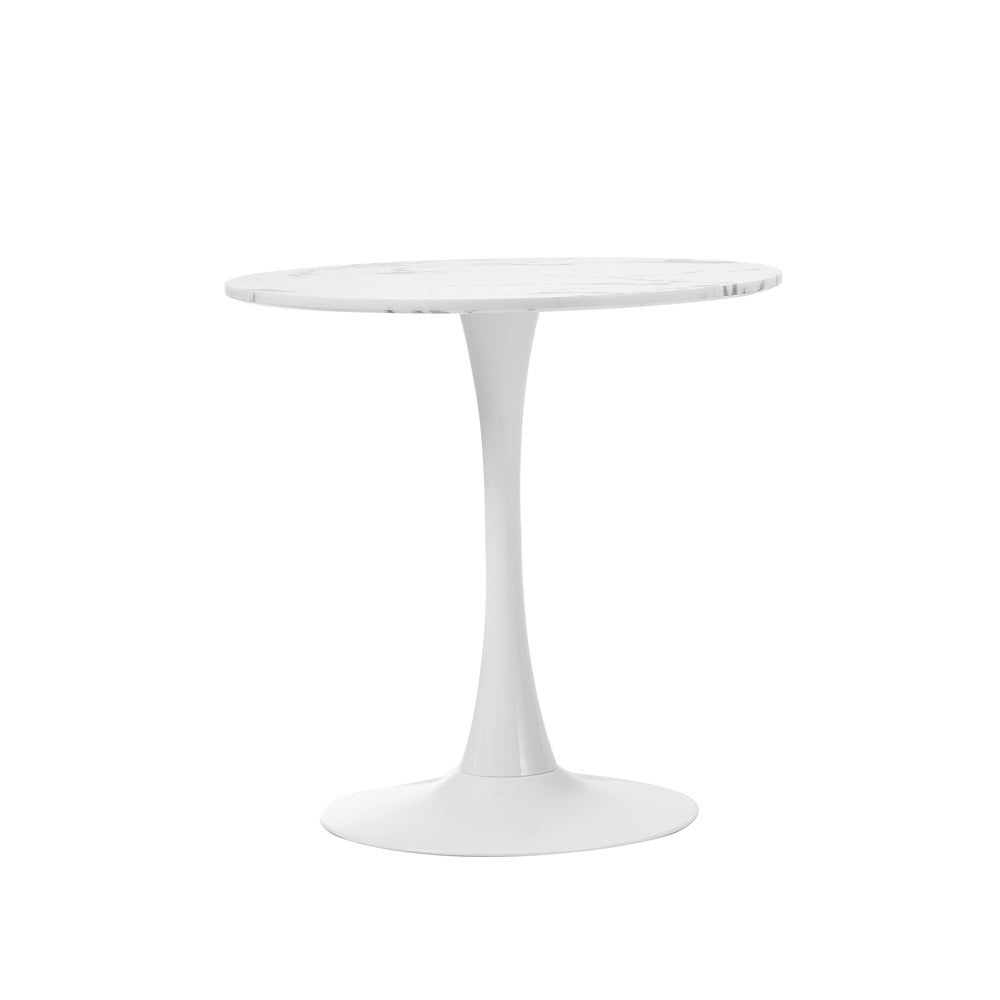 Oikiture 60cm Dining Table Marble Tulip Shape White