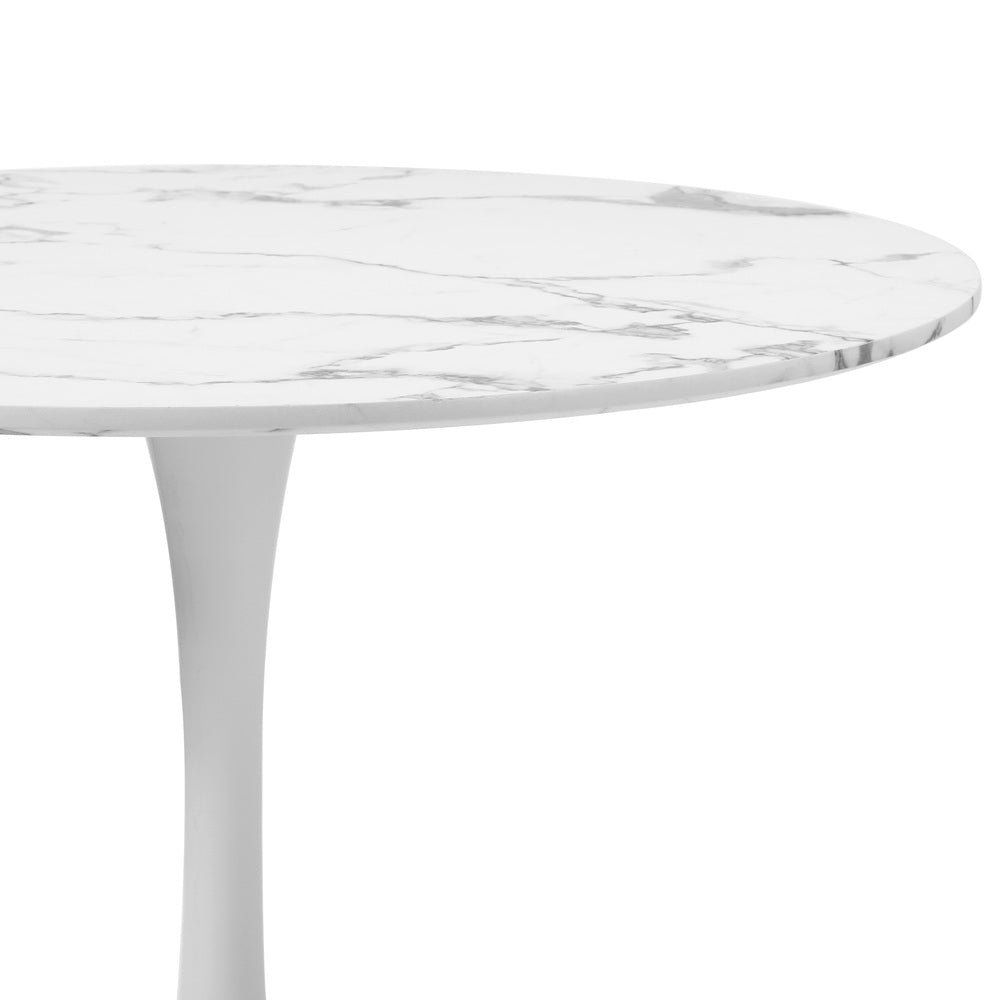 Oikiture 60cm Dining Table Marble Tulip Shape White