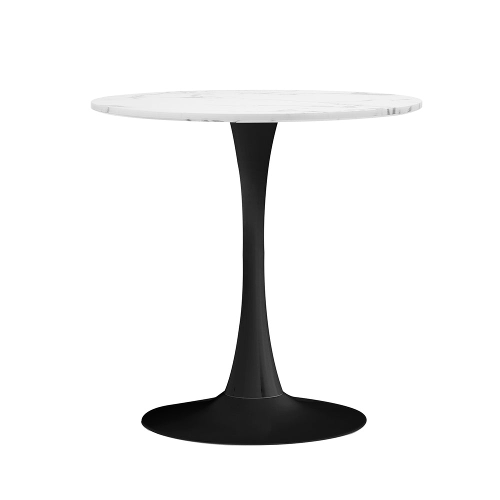 Oikiture 60cm Dining Table Marble Tulip Shape White&Black