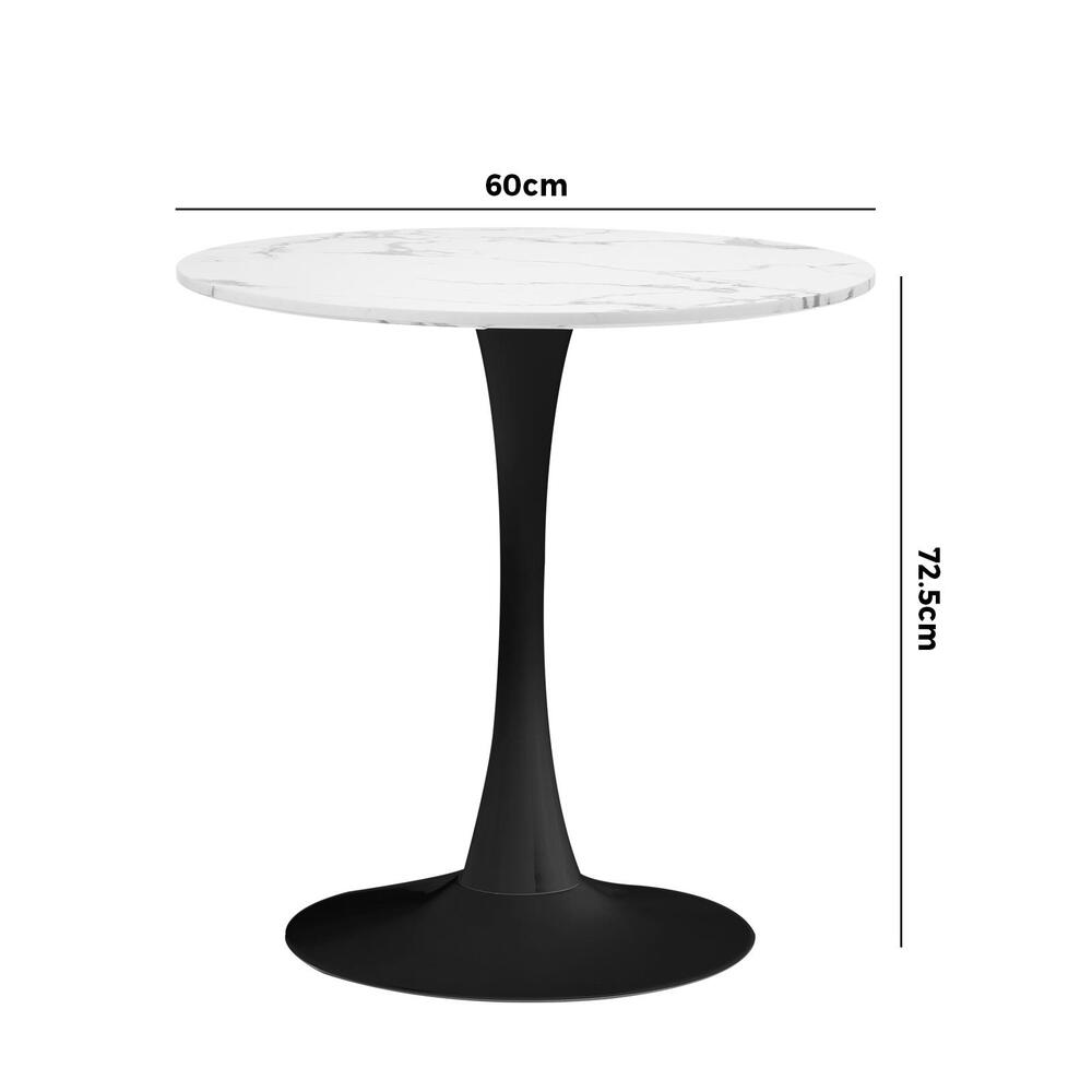 Oikiture 60cm Dining Table Marble Tulip Shape White&Black