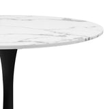 Oikiture 60cm Dining Table Marble Tulip Shape White&Black - Front View