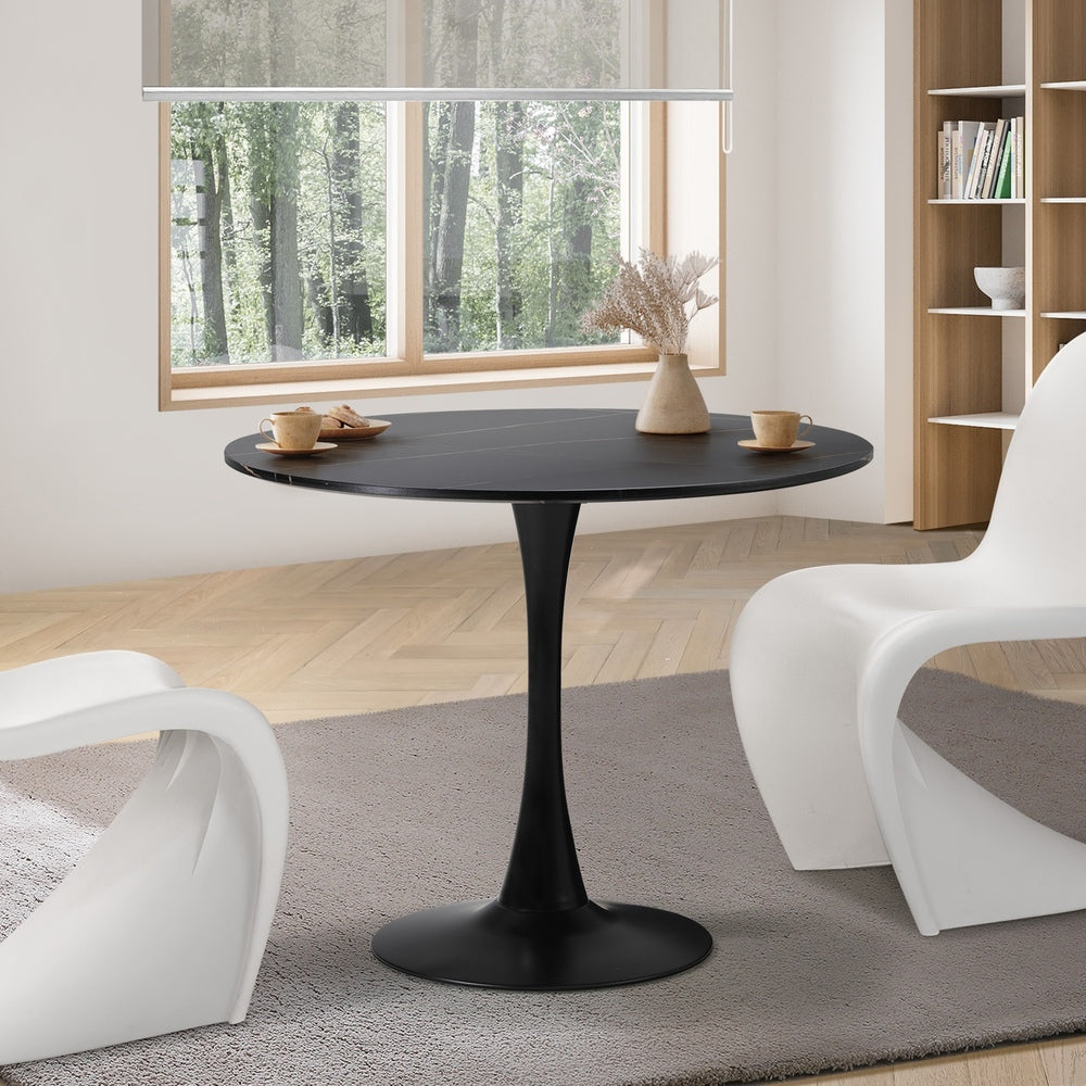 Oikiture 90cm Dining Table Tulip Shape Base Black