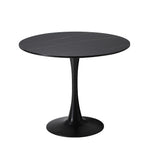 Oikiture 90cm Dining Table Tulip Shape Base Black - Front View