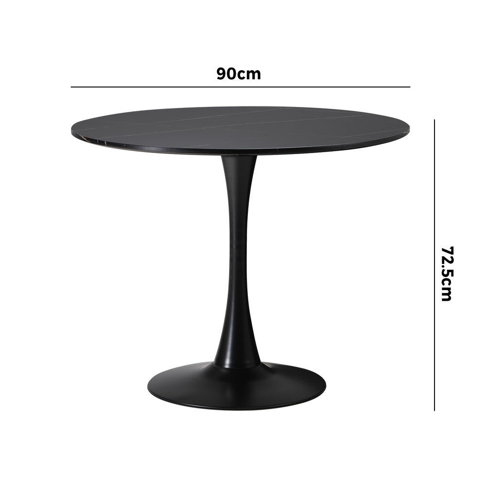 Oikiture 90cm Dining Table Tulip Shape Base Black
