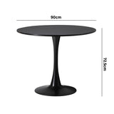 Oikiture 90cm Dining Table Tulip Shape Base Black - 45-Degree Angle