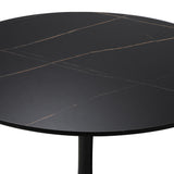Oikiture 90cm Dining Table Tulip Shape Base Black - Top-Down View