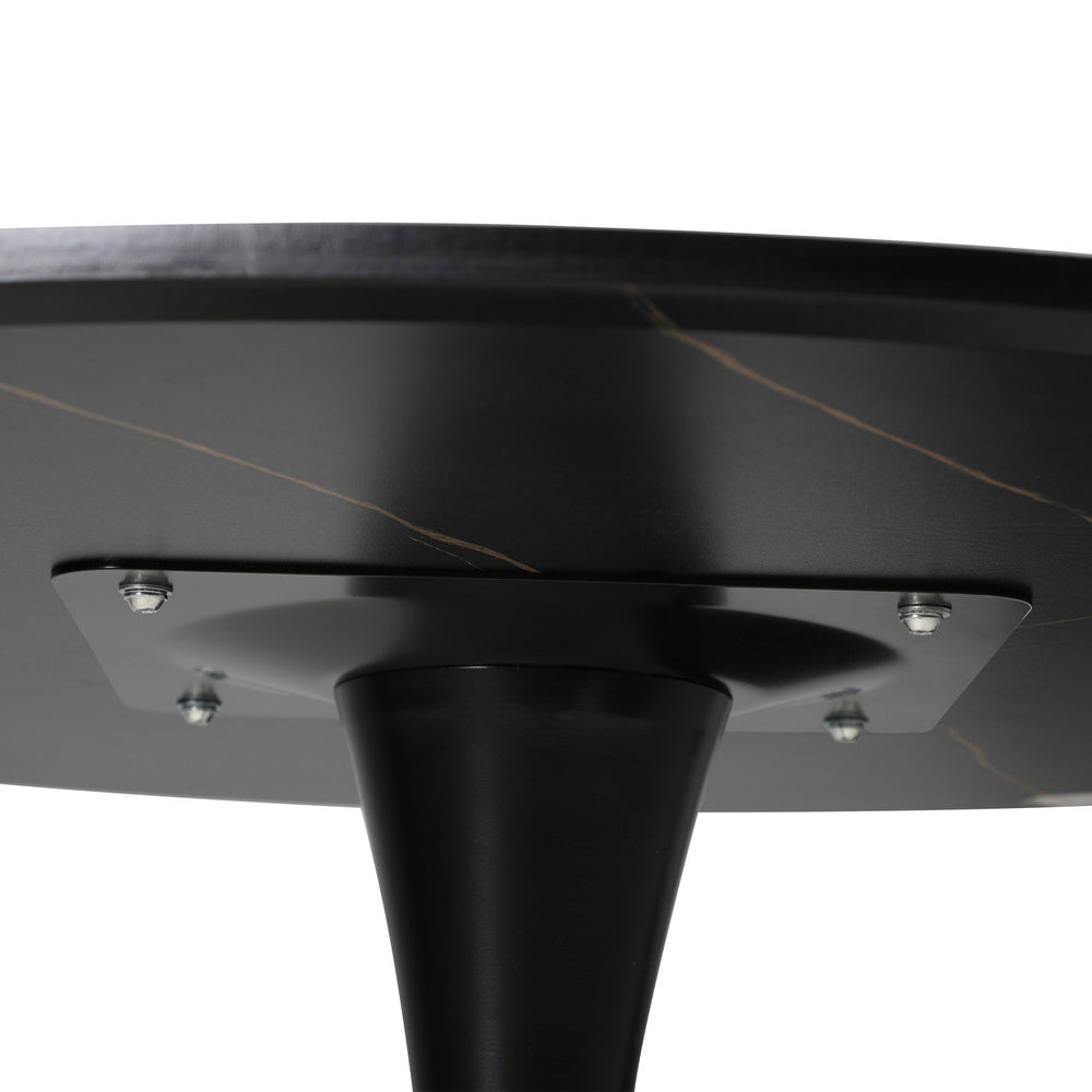 Oikiture 90cm Dining Table Tulip Shape Base Black