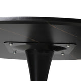 Oikiture 90cm Dining Table Tulip Shape Base Black - Side View