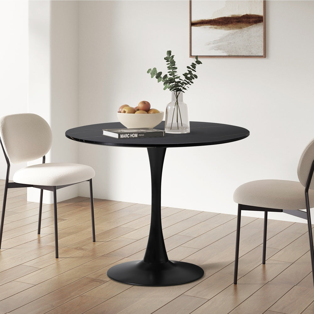 Oikiture 90cm Dining Table Tulip Shape Base Black