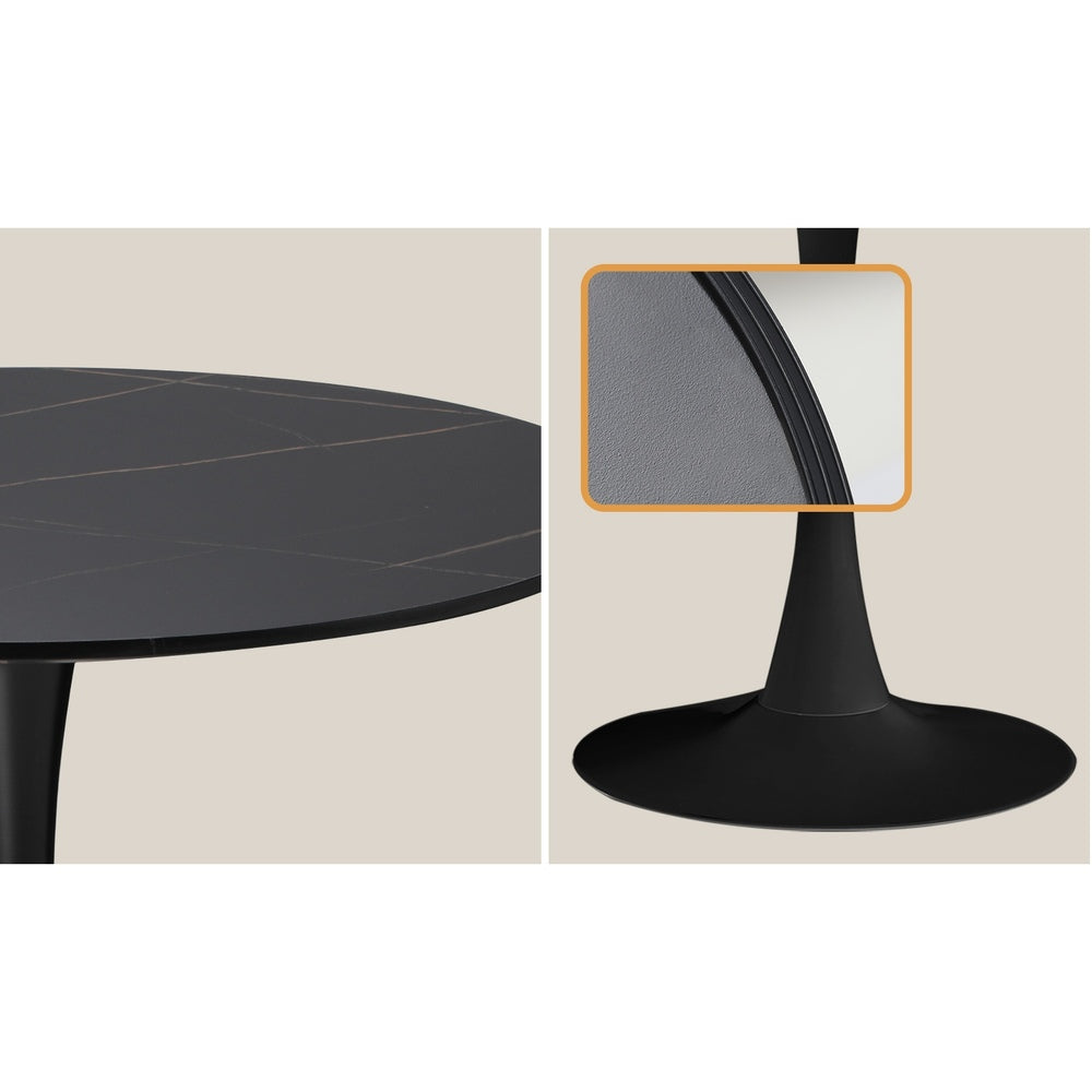 Oikiture 90cm Dining Table Tulip Shape Base Black