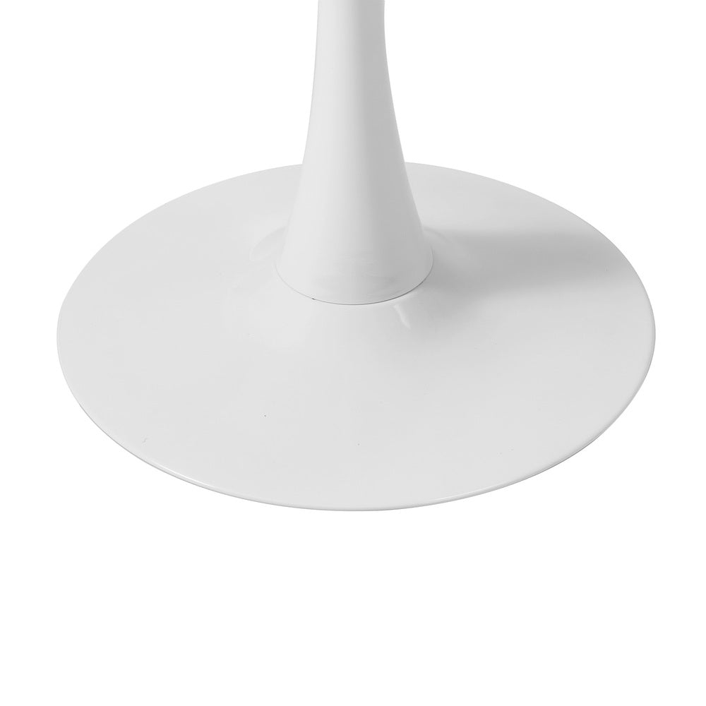 Oikiture 90cm Dining Table Marble Tulip Shape White