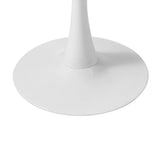 Oikiture 90cm Dining Table Marble Tulip Shape White