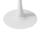 Oikiture 90cm Dining Table Marble Tulip Shape White - Front View