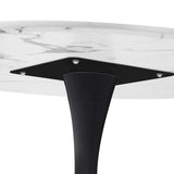 Oikiture 90cm Dining Table Marble Tulip Shape White&Black