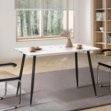 Oikiture 120cm Dining Table Rectangle Marble Finish Metal Legs - Close-Up Angle