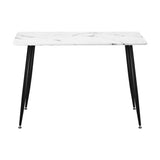 Oikiture 120cm Dining Table Rectangle Marble Finish Metal Legs - Rear View