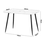 Oikiture 120cm Dining Table Rectangle Marble Finish Metal Legs - Top-Down View