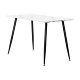 Oikiture 120cm Dining Table Rectangle Marble Finish Metal Legs