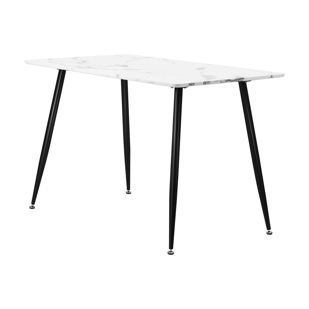 Oikiture 120cm Dining Table Rectangle Marble Finish Metal Legs