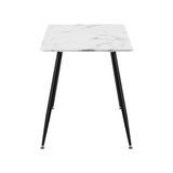 Oikiture 120cm Dining Table Rectangle Marble Finish Metal Legs