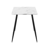Oikiture 120cm Dining Table Rectangle Marble Finish Metal Legs - 45-Degree Angle