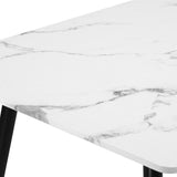 Oikiture 120cm Dining Table Rectangle Marble Finish Metal Legs - Side View