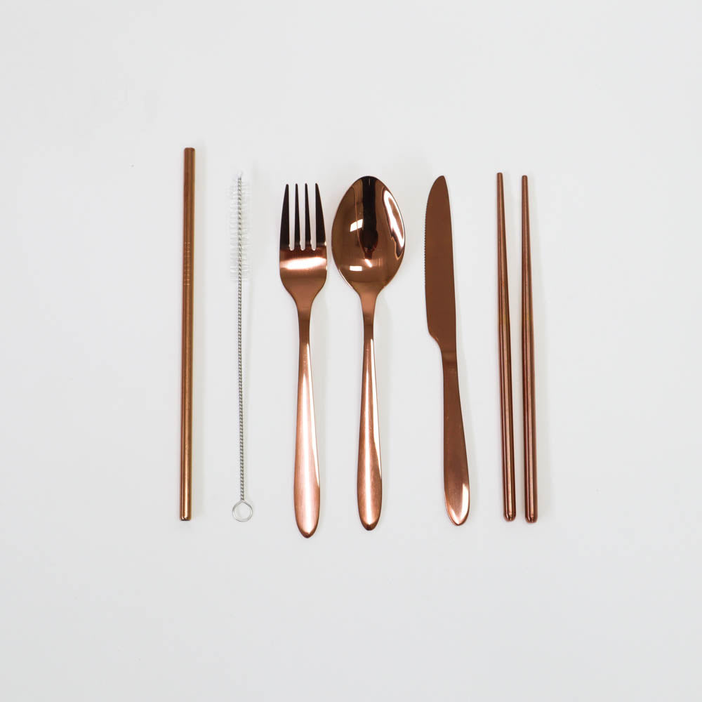 9 Pce S/S Traveller'S Cutlery Set -Rose Gold-1954803086069469184