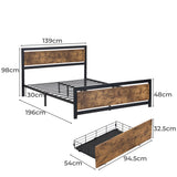 Levede Industrial Bed Frame Double Mattress - Front View