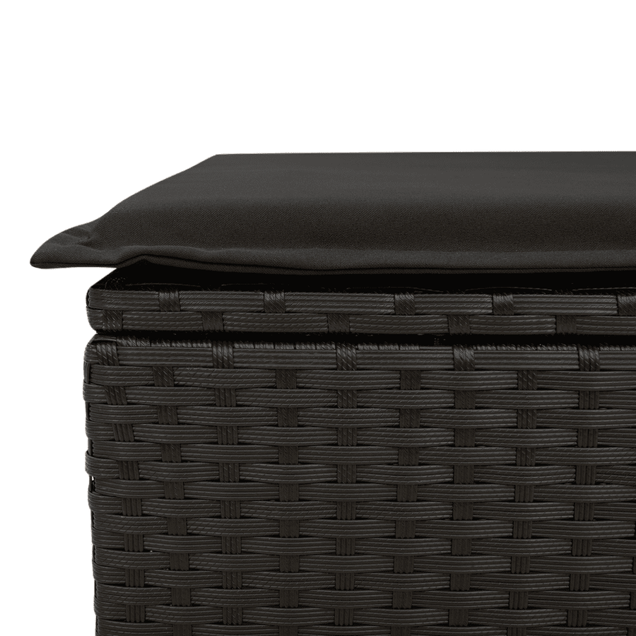 8 Piece Garden Sofa Set with Cushions Black Poly Rattan