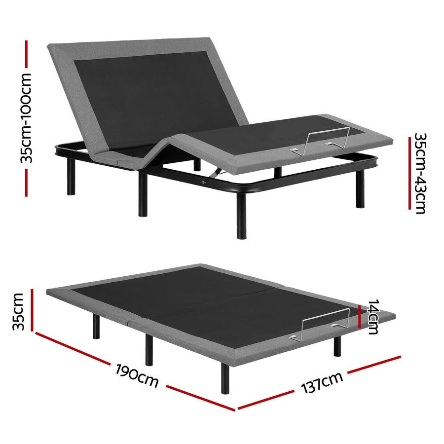 Artiss Adjustable Bed Frame Double Size Electric Bed Base Wireless Remote Control Zero Gravity Power Bed Foundation