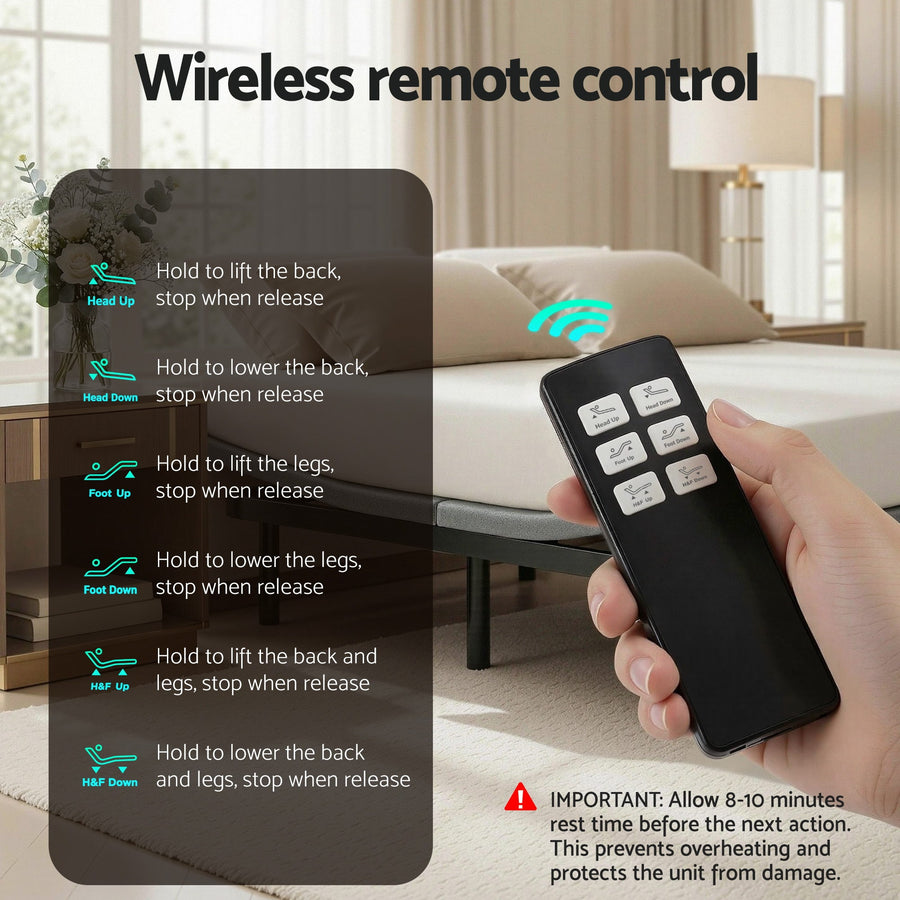 Artiss Adjustable Bed Frame Double Size Electric Bed Base Wireless Remote Control Zero Gravity Power Bed Foundation